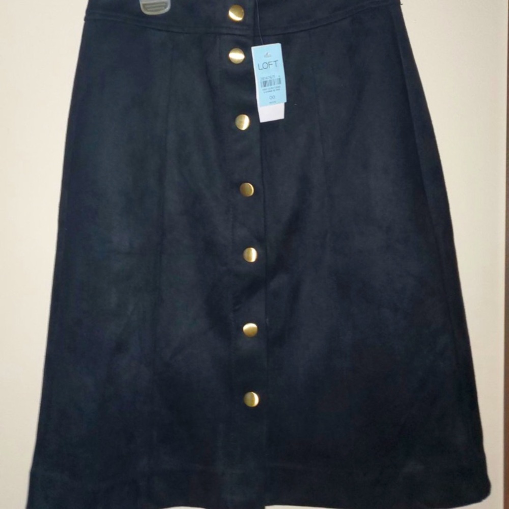 Black Suede Midi Skirt